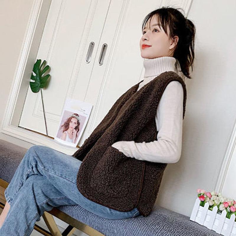 Faux Lamb Velvet Vest Women's Wild Loose Women's Waistcoat Outer Wear Vest Vest Jacket Comfortable and Warm