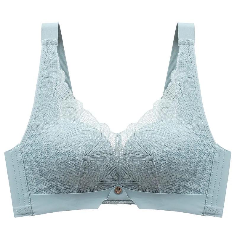 Upper Thin Lower Thick Cup No Steel Ring Gather Side Natural Support Adjustable Soft Skin-friendly Non-marking Pull Cotton Breathable Lace Sexy Bra
