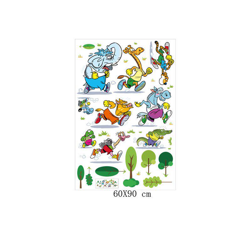 [sticker ]Animal Marathon Wall Stickers For Kids Rooms Nursery Living Room Bedroom Home Decor Child
