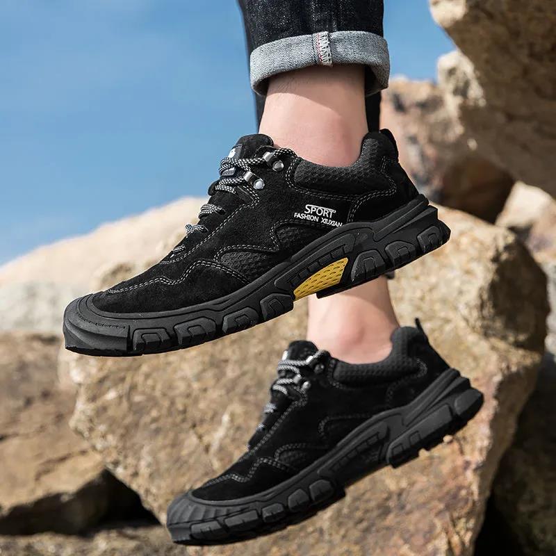 Mountaineering Men's Shoes Winter Plus Velvet Warm Outdoor Casual Leather Shoes Leather Non-slip Wear-resistant Men's Sports Shoes