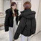 Chic Hooded Cotton Padded Women Parkas  Winter Warm Loose Solid Thicken Female Coats Ladies Zippers Outwear