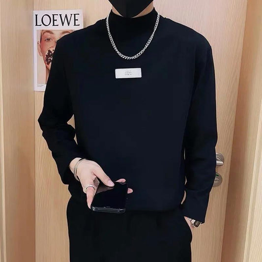 Long-sleeved T-shirt Men's Half-high Collar Winter Warm and Comfortable Sweater Round Neck Slim Bottoming Shirt Wear