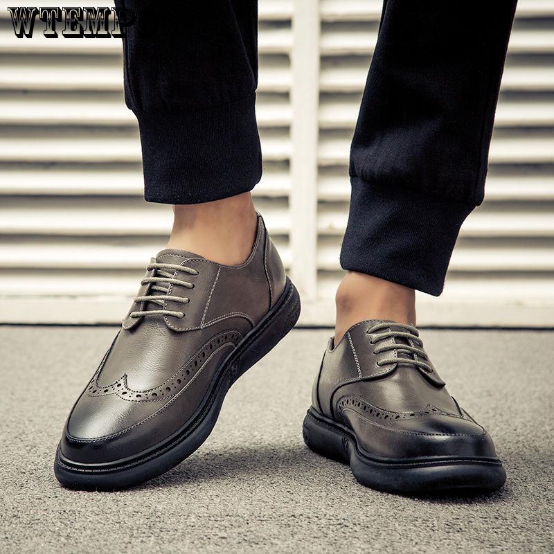 Men's Leather Shoes Brock Casual British Breathable Hair Stylist Wedding Shoes