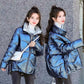 Glossy Short Women's Down Jacket Winter Korean Style Loose Cotton Clothes Casual Stand-collar Cotton Jacket