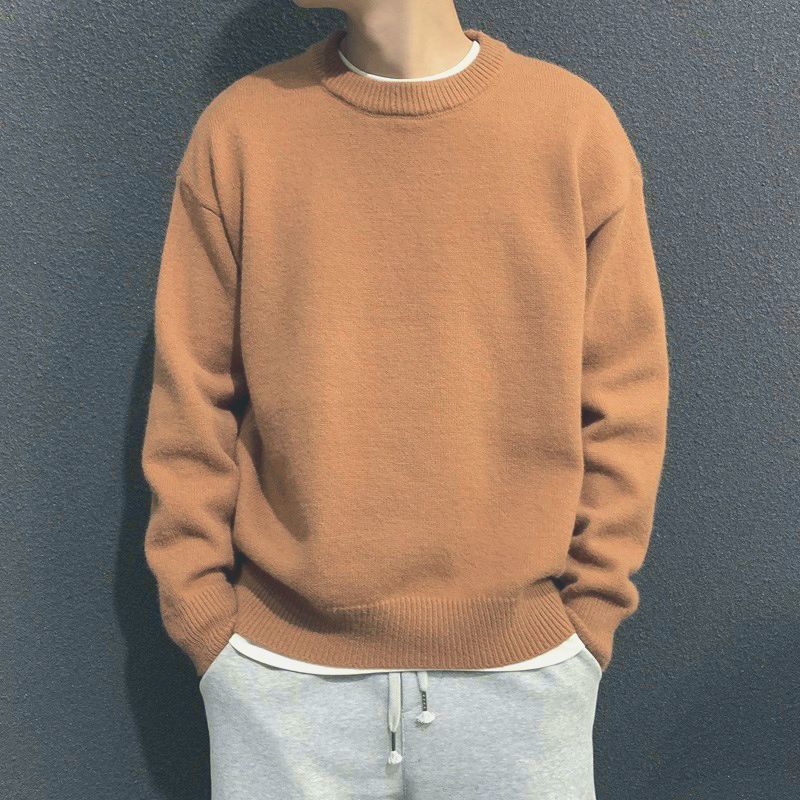 Autumn and Winter New Solid Color Pullover Sweater Men's Loose Thin Sweater Men's Sweater