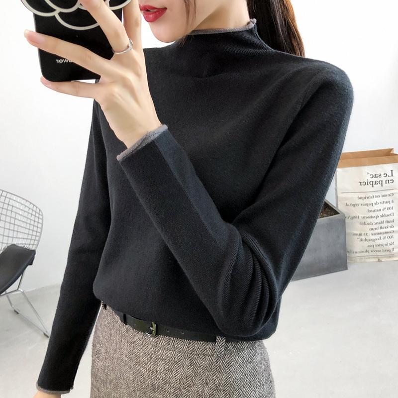 Knitting Women Sweaters and Pullovers Solid Turtleneck Slim Casual Ladies Knitted Sweater Winter
