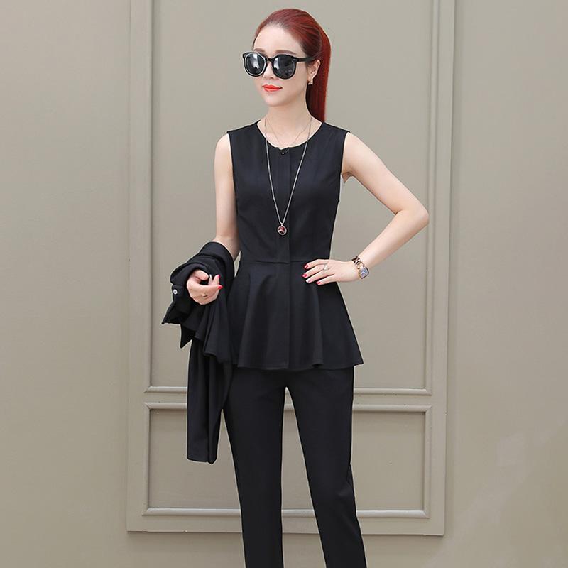 Suit Women's Temperament Small Fragrance Three-piece Jacket Shirt Straight Leg Pants Professional Suit Work Wear Casual and Elegant