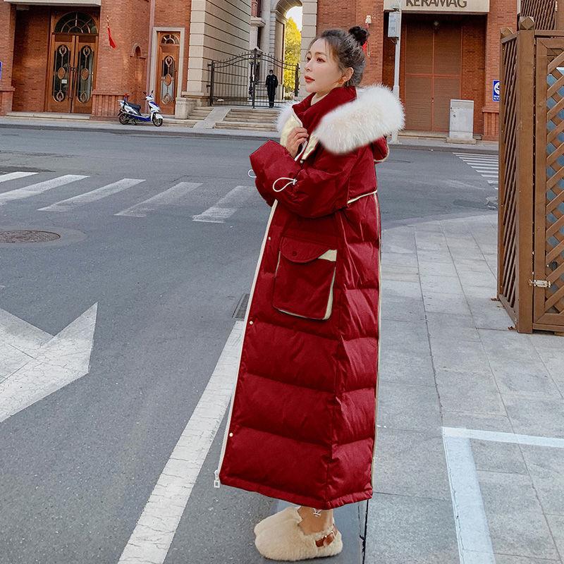 Fluffy Big Fur Collar Hooded Stand-up Collar Loose Down Padded Jacket Women's Winter Padded Jacket Thickened Warm Women's Jacket