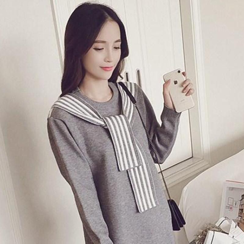 Knitted Dress Women Spring and Autumn Women's Fit Inside A Sweater Dress Mid-length Temperament Skirt
