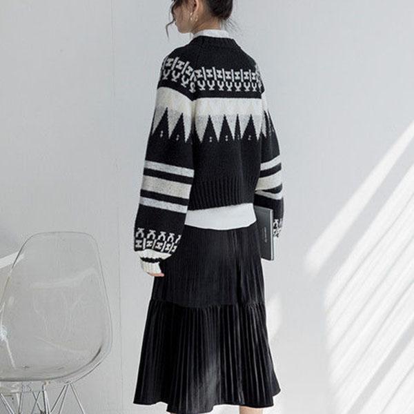 Vintage  Printed Sweater Women Bottoming Sweater Loose Casual Knit Pullover Sweater Autumn Winter