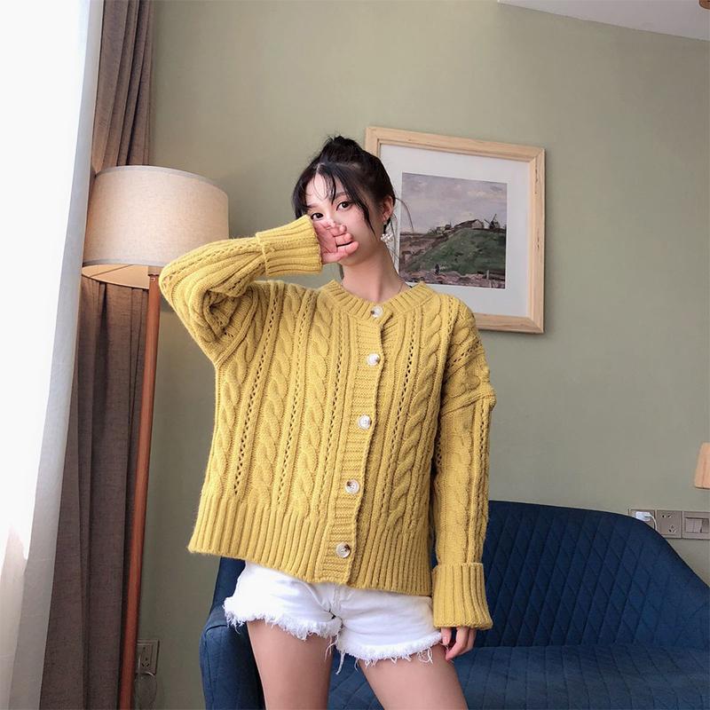 Women Short Cardigan Knitted Sweater Autumn Winter Long Sleeve V Neck Jumper Cardigans Casual Streetwear Fashion Pull Femme Coat
