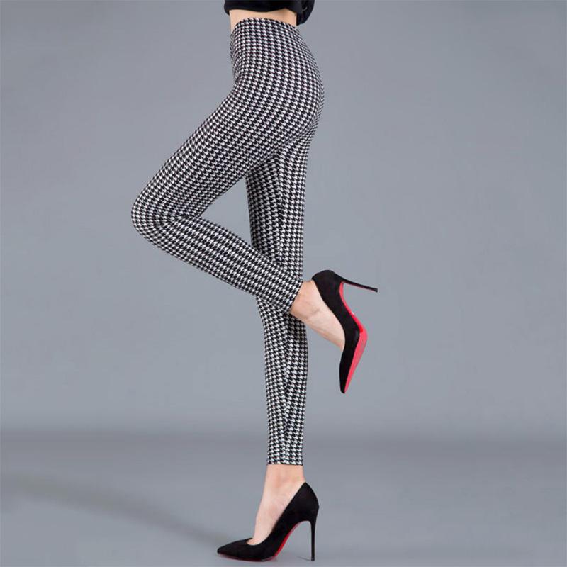 Leggings Women's Thin Outer Wear Casual Feet Pants Stretch Plaid Vertical Stripes Street Style