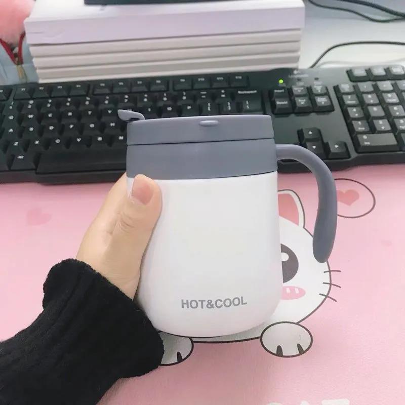 Simple Frosted Insulation Mug with Lid Men and Women Office Coffee Cup Student Stainless Steel Household Portable Cup