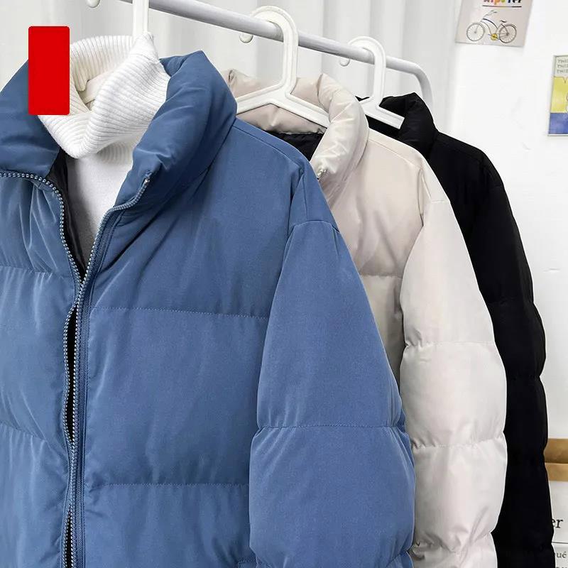 Trendy Men's Cotton-padded Clothes Men's Winter Clothes Thickened Simple Solid Color Padded Jackets Loose Wild Large Size Bread Clothes