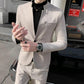 Men's Two-piece Suits Slim-fit Stand-up Collar Small Suit Groomsmen Groom Dress Suit Jacket Trousers Suit