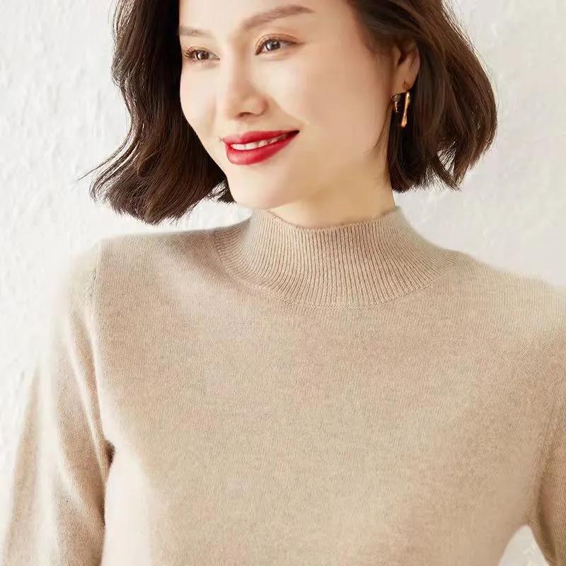 Cardigan Women's Thickened Half Turtleneck Cardigan Women's Sweater Loose Base Knitwear