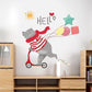 Cartoon skateboard bear children's room kindergarten wall stickers removable PVC wall stickers