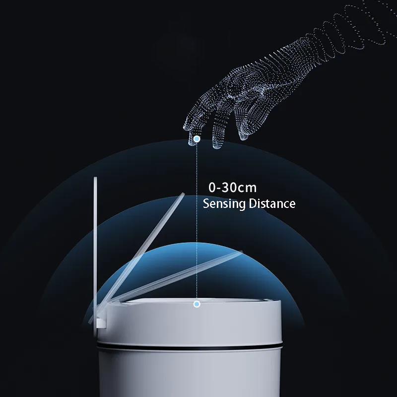Smart Trash Can Household Battery with Cover Automatic Induction Living Room Bathroom Toilet Kitchen Creative Electric Waste Paper Basket