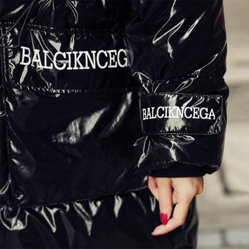 Women's Winter Korean Loose Quilted Coat Warm Stand-collar Down Jacket Women's Glossy Mid-length Down Jacket