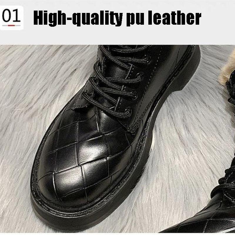 Waterproof Non-Slip Flat Ankle  Boots Women Plus Velvet Winter Boots Ladies Leather Snow Boots Female Martens Boots