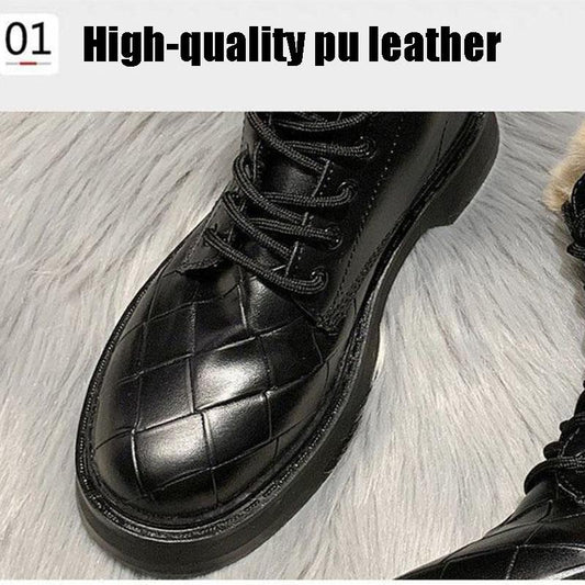 Waterproof Non-Slip Flat Ankle  Boots Women Plus Velvet Winter Boots Ladies Leather Snow Boots Female Martens Boots