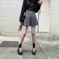Women High Waist Thin Pleated Skirt College Style Anti-lightening Solid Color Mini A-line Skirt