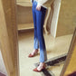 WTEMPO Micro Pull Jeans High Waist Nine Points Small Bell Pants Were Thin Elastic Large Size Women's Pants