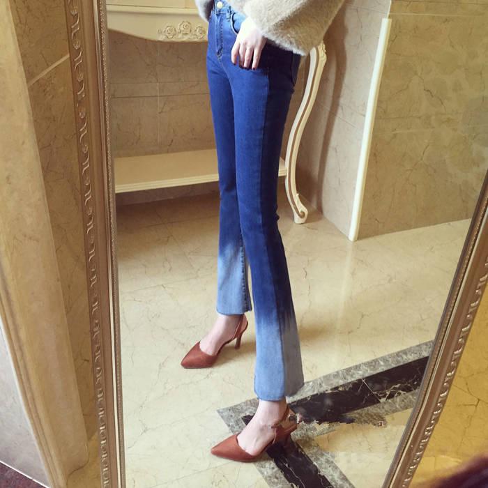 WTEMPO Micro Pull Jeans High Waist Nine Points Small Bell Pants Were Thin Elastic Large Size Women's Pants