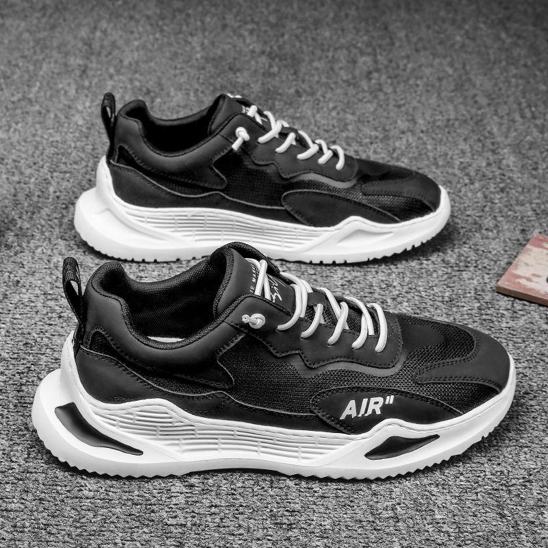 Men Dad Sneakers Platform Leather Mesh Sports Sneakers Lace Up Thick Bottom Trainers Shoes Boys Casual Sneakers Men