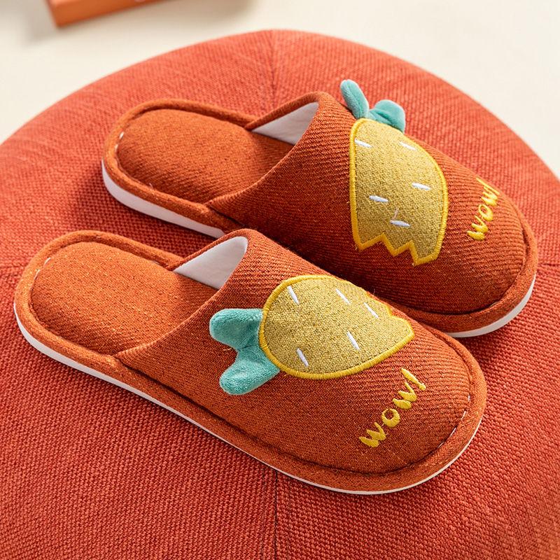 Autumn and Winter Carrot Design Cotton Slippers Non-slip Warm Cotton Shoes Comfortable Casual Fashion