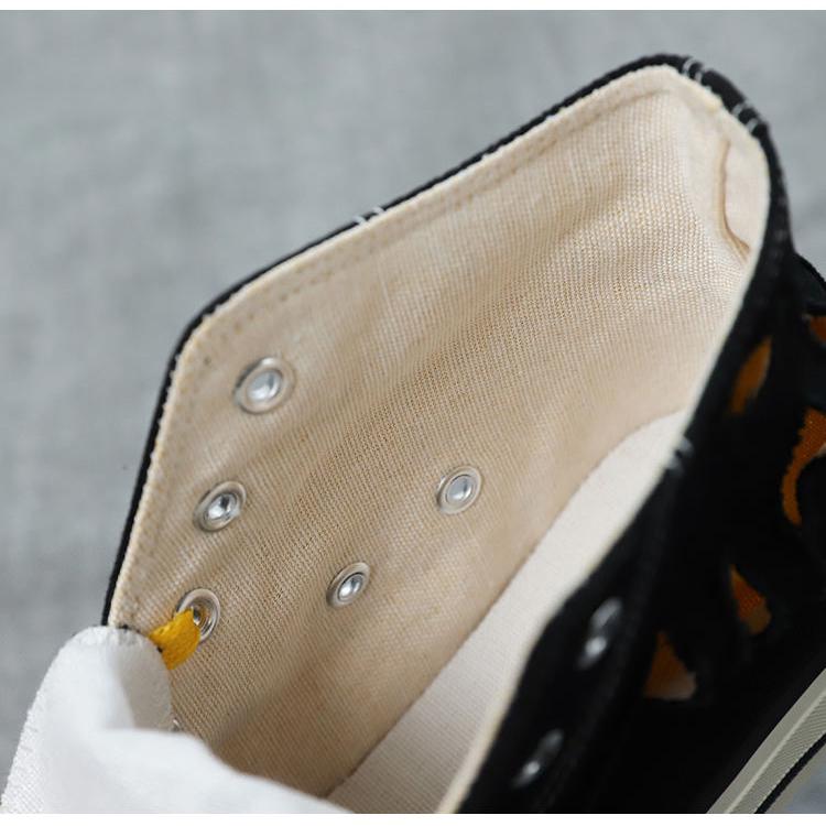 Spring Summer Men's Shoes Korean Version of The Trend of High-top Shoes Men's Casual Wild Shoes Cutout Distressed Canvas Shoes
