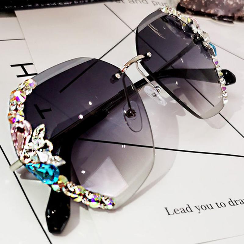 Gradient Sunglasses Women's Diamond Fashion Round Face Ladies Sunglasses Sunglasses Sunglasses UV Protection