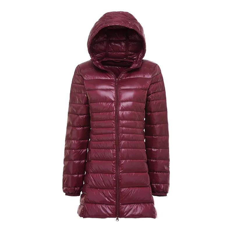 Women's Winter Oversized Down-filled Coat Female Ultra Light Jacket Hooded Slim Long Sleeve Parka Overcoat