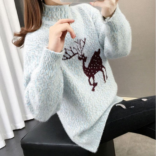 Winter Casual Simple Sweater Long-sleeved Pullover Knit Bottoming Shirt Young Women's Top