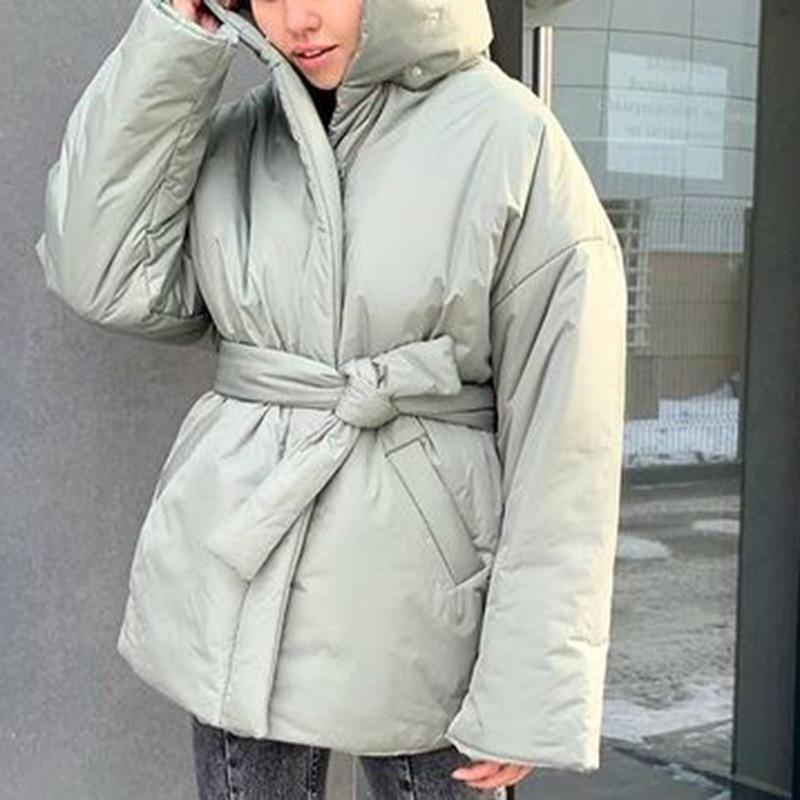 Casual Collected Waisted Parkas Women Fashion Simple Coats Women Elegant Spring Stand Collar Cotton Jackets Female Ladies