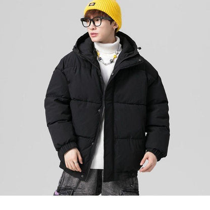 Winter Japanese Style Large Size Cotton-padded Jacket Korean Version of The Trend Loose Thick Coat Men's Drawstring Hooded Bread Suit Jacket Coat