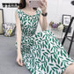 WTEMPO Fashion Summer National Style Floral Dress Seaside Holiday Dress Large Size Print Long Skirt