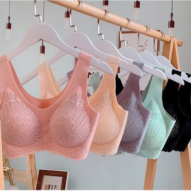 Thai Latex Anti-mite No Steel Ring No Traces Collection Side Milk Gathered Beauty Vest Vest Lace Skin-friendly Soft Bra