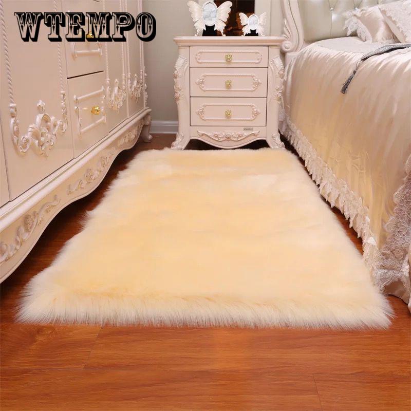 Faux Fur Sheepskin Rug Carpet Soft Faux Buckskin Chair Cover Pad Home Decor Fluffy Plain Skin