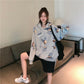 Cartoon Print Hoodie Women's Hooded Oversized Pullover Harajuku Warm Kawaii Women's Loose Street Sweatshirt