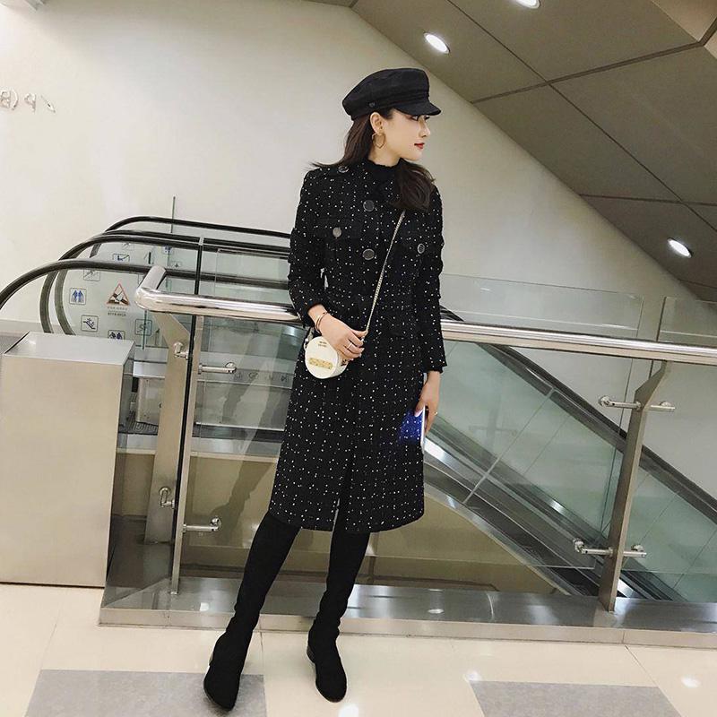 Coat Women Winter Warm Thicken Double Breasted Windproof Jacket Slim Fit Long Woolen Coats