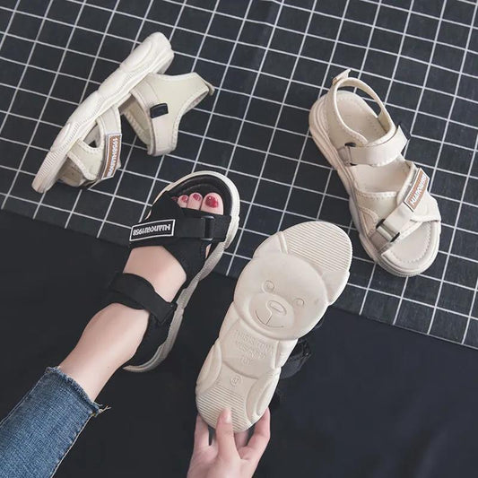 Sports Sandals Women's Soft Sole Lightweight Korean Fashion Sandals Student Velcro Beach Shoes