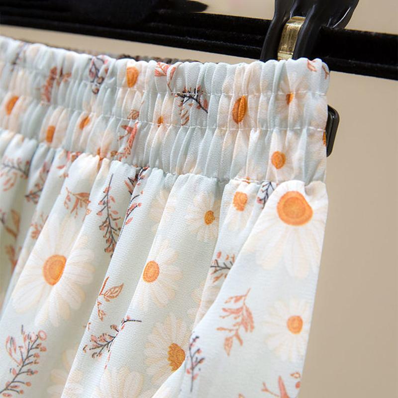 Printed Pattern Half-length Skirt Summer Floral Irregular Ruffled Wild A-line Super Fairy Cake Skirt Female Cute Skirt Fabric Light and Breathable