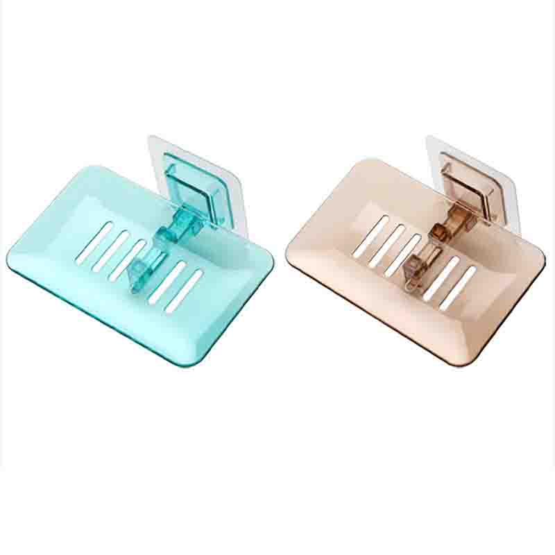 2pc Bathroom Soap Box Wall Mounted Shower Dish Storage Plate Tray Holder Soap Holder Rack Accessories