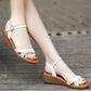 Genuine Soft Leather Sandals Middle-aged and Elderly Wedge Soft Sole Ladies Woven Casual Shoes Mom Shoes