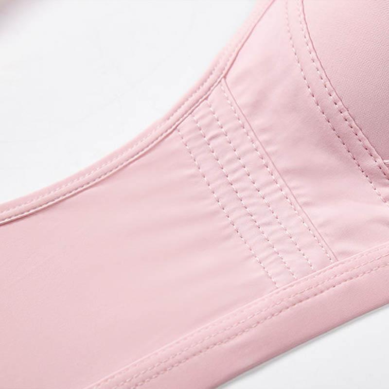 Ladies Large Size Underwear Gathering No Steel Ring Glossy Solid Color Simple Style Breathable Lightweight Adjustable Bra