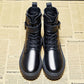 Woman Short Boots Autumn and Winter All-match Thick-soled British Style Martin Boots Single Boots Leather Boots