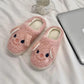 Women Unisex Winter Home Slippers Leather Waterproof Non Slip Slippers Plush Warm Indoor