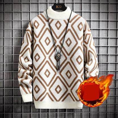 Winter Plus Velvet Thick Sweater Men's Warm and Handsome Bottoming Shirt Fashion Sweater