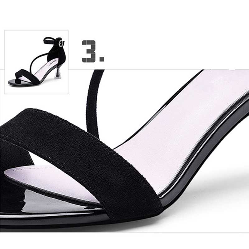 Sandals Women's Summer Black High Heels Stiletto All-match Women's Word Buckle Open Toe High Heel Sandals